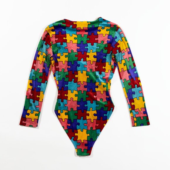 Moschino Cheap and Chic puzzle piece velvet bodysuit - Picture 2 of 7